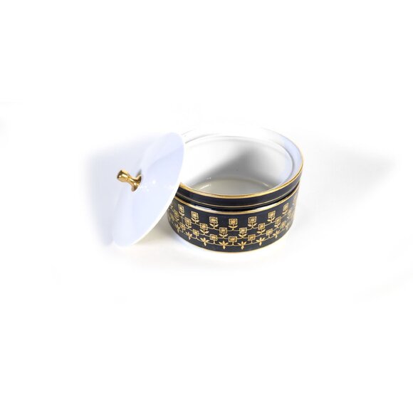 Vintage Wallendorfer Porcelain Dish Cobalt Blue Handpainted Gold - Picture 2 of 4